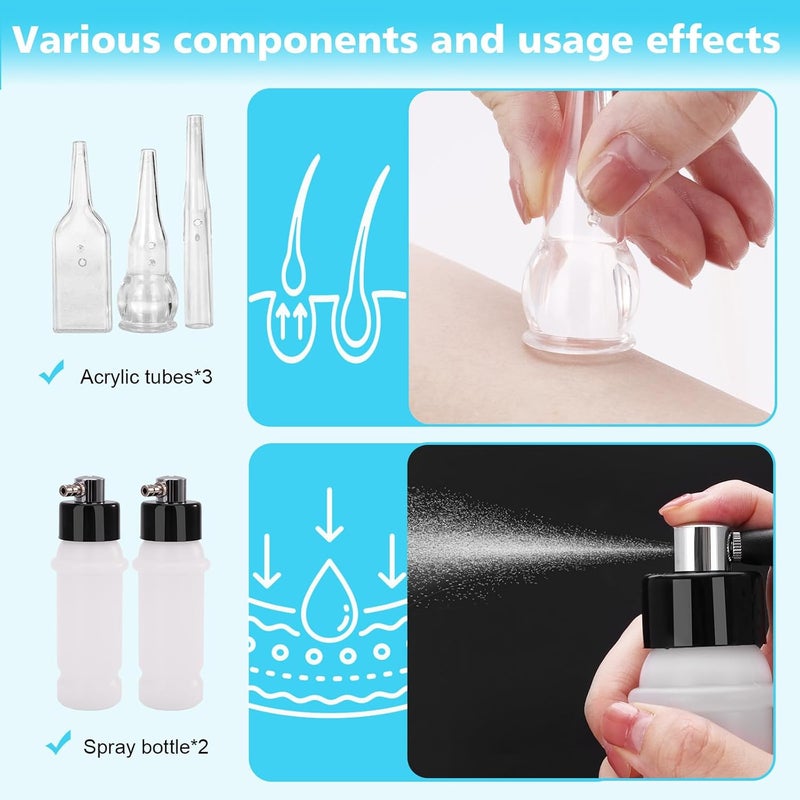 mcwdoit 3 in 1 Diamond Micro DermaBrasion Machine, Professional Dermabrasion Facial Skin Care Device with Wand, Spray Bottle and Vacuum Glass Tube for Personal Home Beauty Salon Use - Image 4